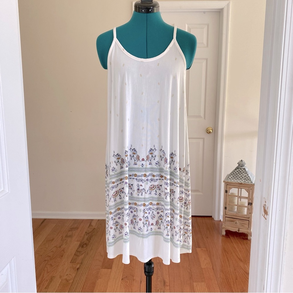 Soma Small Slip Dress Chemise Elephant Print Lace Back